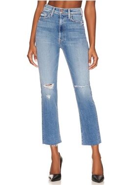 Mother Superior The Rider Ankle Fray High Rise Jeans Size 24 Raw Hem Distressed